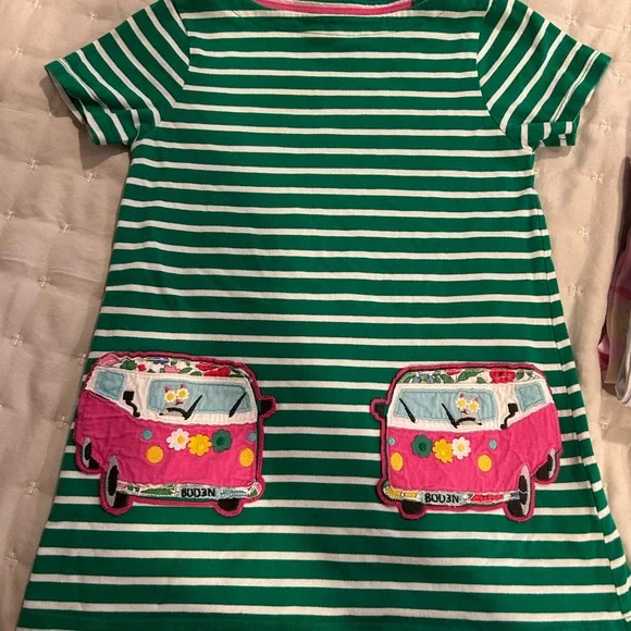 mini boden tunic dress Mini Boden purple Pink stripes sweatshirt tunic dress Girls Long Sleeve 7/8